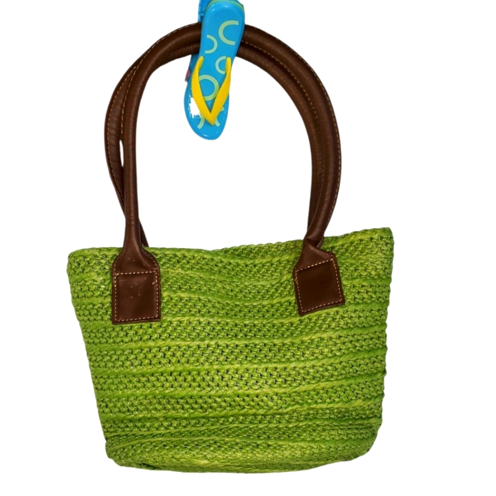 Bright Green Woven mini Tote Bag
